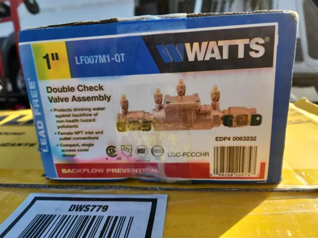 Watts Double Check Valve Back Flow Preventer Assembly PN: LF007M1-QT