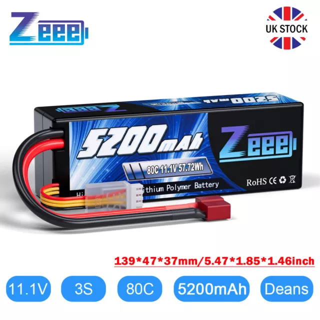 Zeee 11.1V 3S LiPo Battery Deans T 5200mAh 80C for RC Car Boat Truck Helicopter