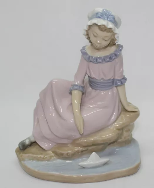 Lladro Figurine NAO Spain Daisa 1984 - Girl with boat Sitting on waters edge