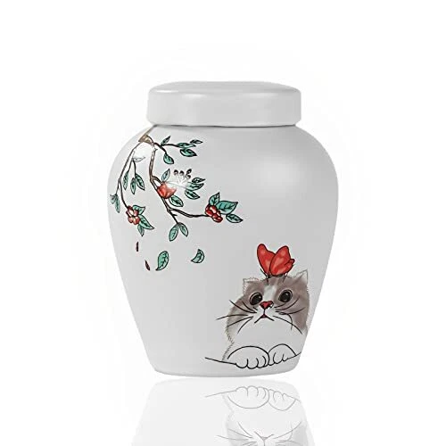 Ceramic Ice Pattern Pet Urn for AshesPet Urns Cat Cremation Urn for Cat Pet A...