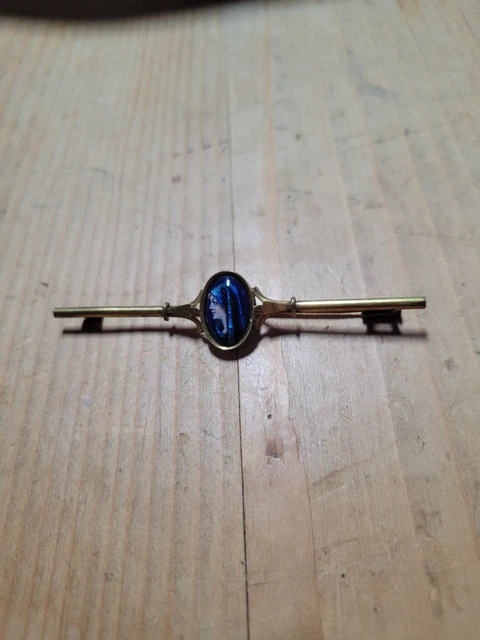 Ancienne Broche Émaillée Bombée Signée G.M Pour Limoges - Vintage, Laiton Et Émail
