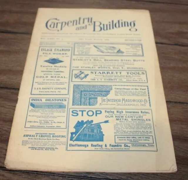 Antique Mar. 1909 CARPENTRY & BUILDING MAGAZINE Architecture TOOLS Ads++