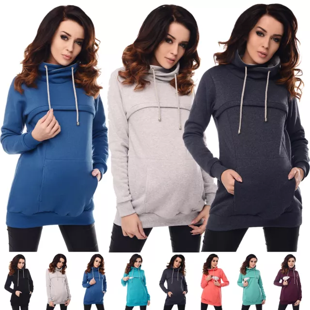 Purpless Maternity 2in1 Pregnancy and Nursing Cowl Neck Top Sweatshirt 9054