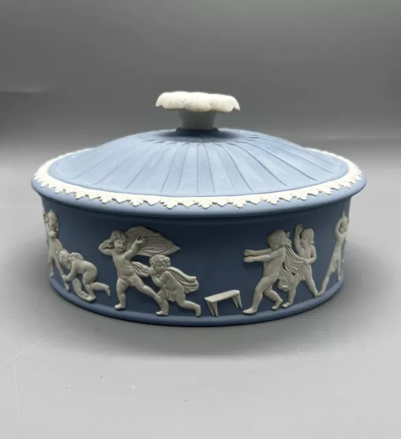 Vintage Wedgwood Blue Jasperware Ladies Oval Watercolor Paint Box