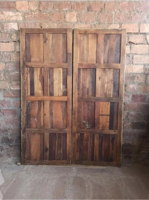 Vintage Sliding Barn Door, Brass Hand Carved Artistic Barn Doors, Indian  80x36 3