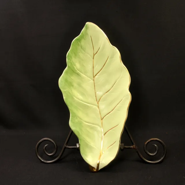 Royal Winton Grimwades Long Leaf Ware Serving Plate Light Green Gold 1950's HTF