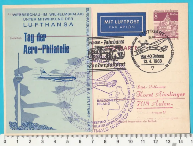 Luftpostkarte, GS, Tag der Aero   - Philatelie Stuttgart, Sonderstempel