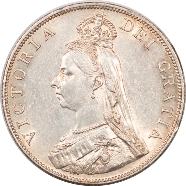 1890 Great Britain Double Florin Km-763 High Grade, Virtually Uncirculated Tough