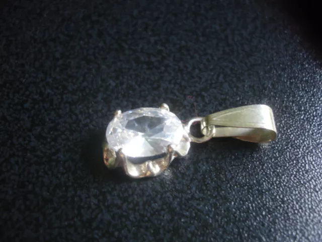 Large Vintage Sterling Silver 925 Crystal CZ Pendant imitation diamond USA Made