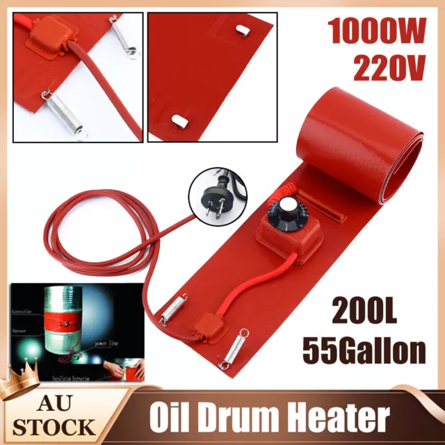 200L 55Gallon Silicon Band Oil Drum Heating Heater for Biodiesel Metal Barrel AU