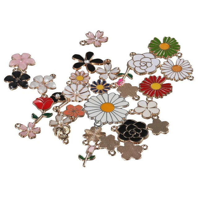 Legierung Blumen charms anhänger Farbig Emaille Charm baumeln Deko  DIY