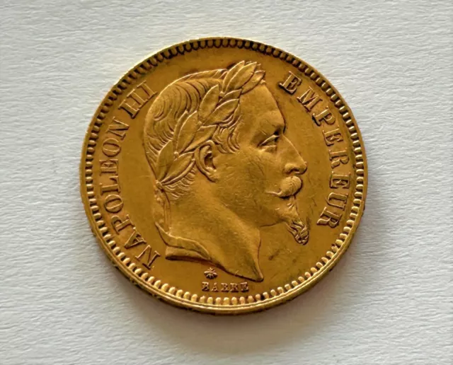 Pièce 20 francs OR Napoléon III  1863 A état TTB à SUP 6,45 grammes