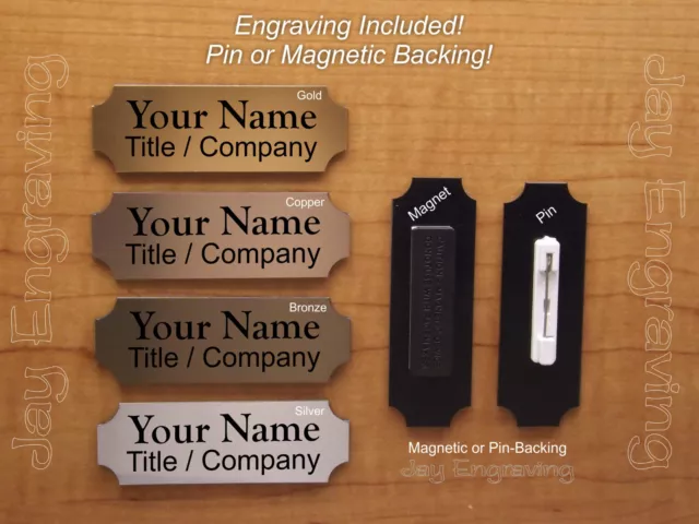 Custom Engraved 1x3 Name Tag | Gold Copper Bronze or Silver | Employee ID Badge