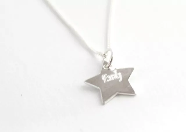 Sterling Silver Star Necklace with Free Personalised Engraving Gift Boxed