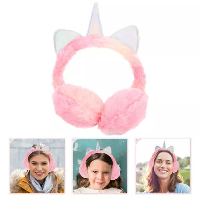 Unicorn Earmuffs Plush Headbands Kids Rainbow Girls
