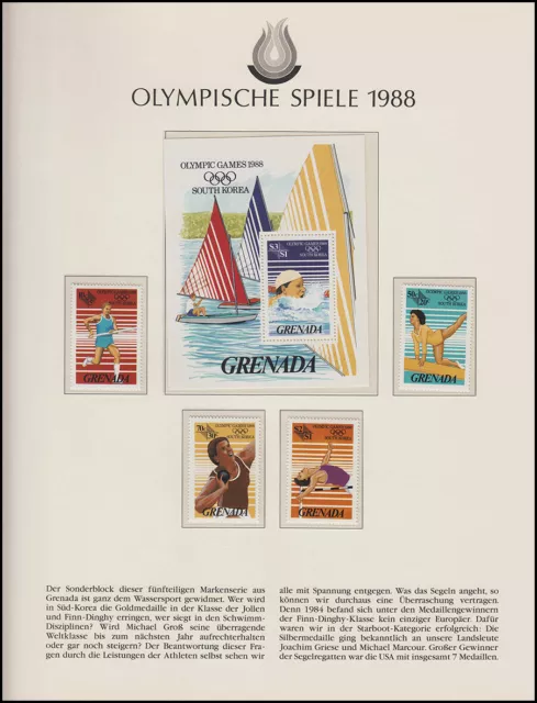 Olympische Spiele 1988 Seoul - Grenada 1 Block & 1 Satz Sportarten postfrisch **