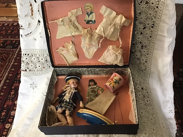 Poupée Ancienne UNI FRANCE Mignonnette – 12 Cm Avec équipement De Plage