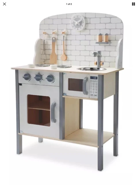 ALDI CHILDREN'S WOODEN toy kitchen,Grey and White Little Town