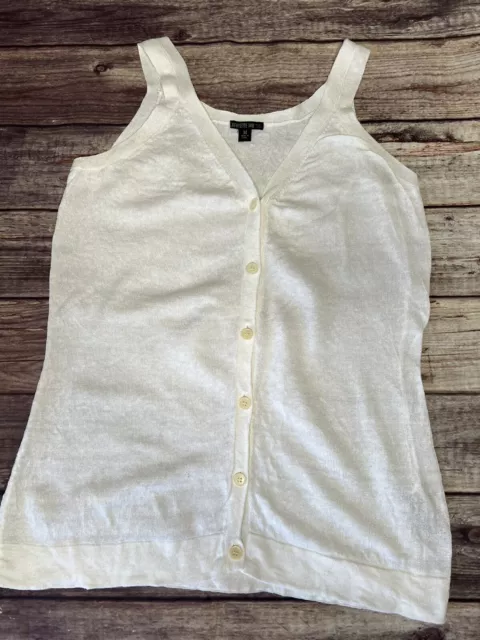 LAFAYETTE 148 NEW YORK White Linen Tank Top Sweater Medium