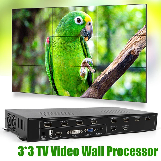 1080P VIDEO WALL Controller TV Wall Processor 3x3 1x3 2x3 Remote