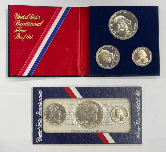 1976 S Proof / Uncirculated US Mint Silver Sets OGP - 6 Coin Set