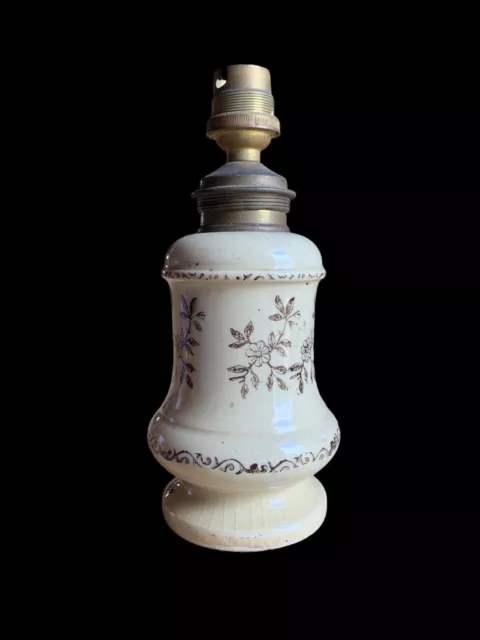 Lampe À Pétrole Adaptée En Luminaire Faïence Céramique France Ancien Vintage