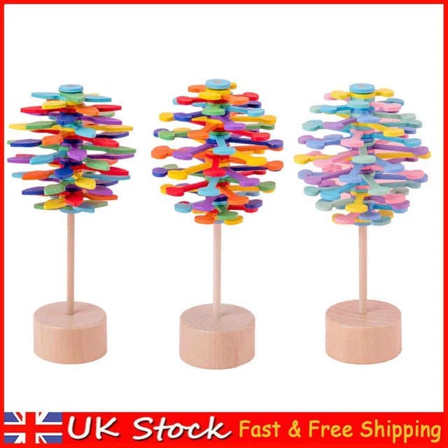 Wooden Helicone Wand Rotating Lolly Toy Children Decompression Educational Toys