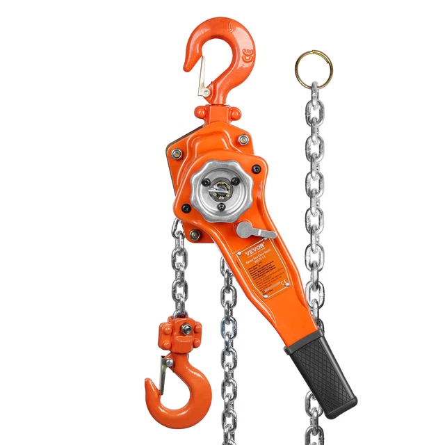 Manual Ratchet Lever Chain Hoist - 1 Ton Capacity, 10ft Chain, 6mm G80 Steel (Blue)-657518