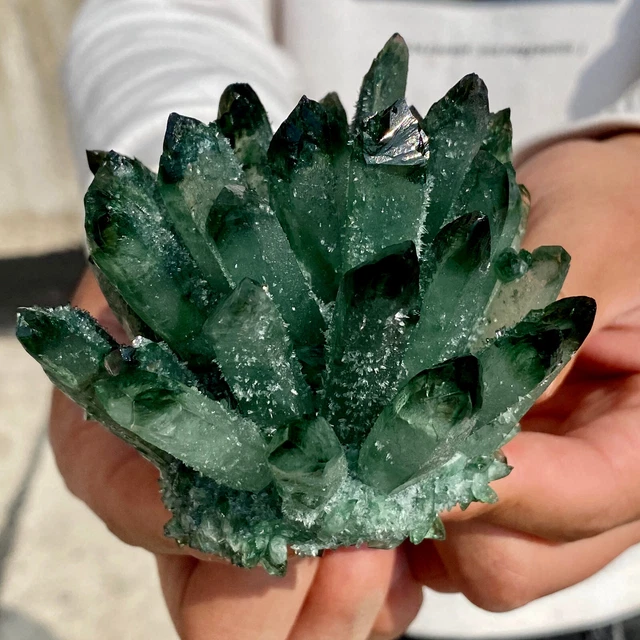 352G New Find Green Phantom Quartz Crystal Cluster Mineral Specimen Healing 13