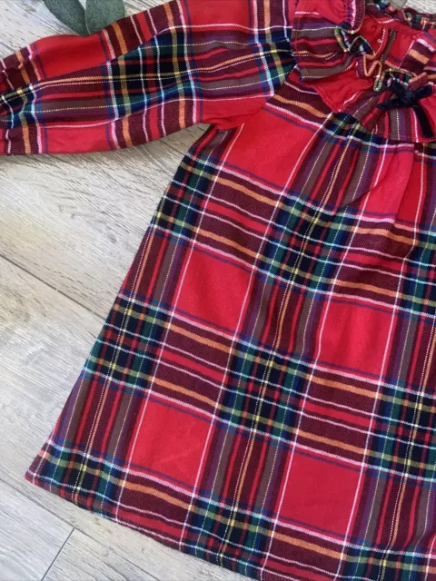 Abito a maniche lunghe NEXT da ragazza rosso tartan natale inverno 4-5 3