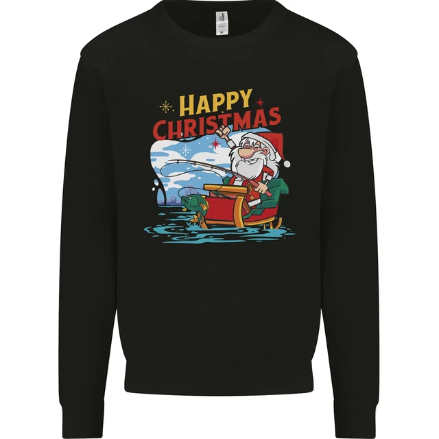 Babbo Natale Pesca Divertente Natale Bambini Felpa Maglione