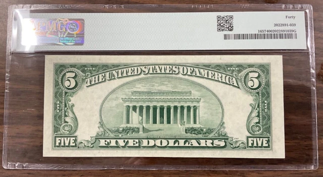 1953B $5 Silver Certificate Fr#1657 (FA Block) PMG 40 Extremely Fine 2