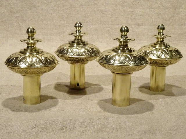 Paire D'embouts De Rideau Anciens – Bronze Ou Laiton – Boule – Pour Tringle – Occasion