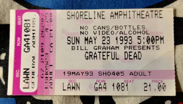 Grateful Dead - May 23, 1993 - Shoreline Amphitheatre - Ticket