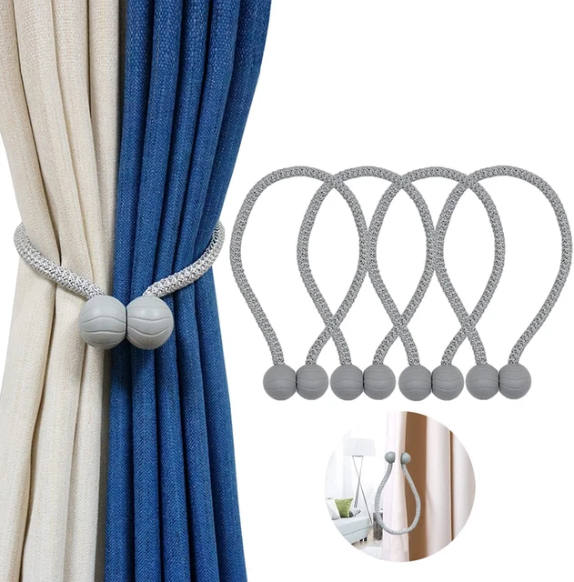 4x Pack Magnetic Curtain Tie Backs Rope Clips Ball Buckle Holdbacks Window Gifts