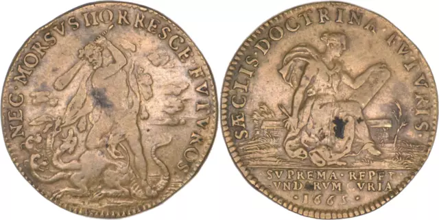 France - Jeton 1665 - Notaires de Paris - Période de la Balle - Hercule Justice