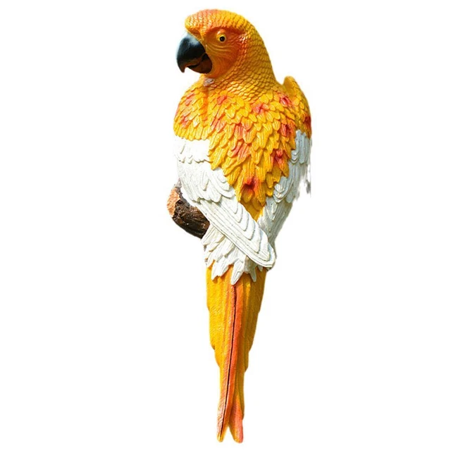 Resin Parrot Bird Ornament Outdoor Garden Tree Statue Sculpture Decorate J5N2
