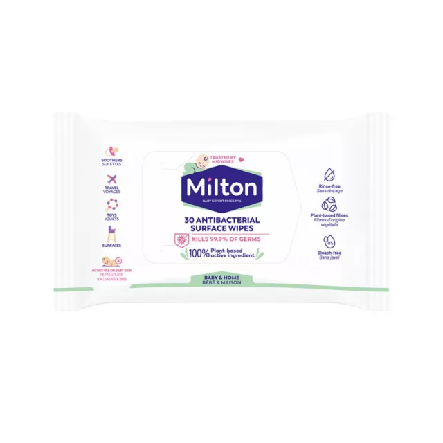 3x Milton Surface 30 Wipes Pack