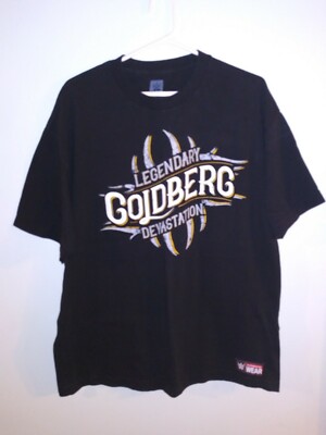 WWE Goldberg Authentic Wear Wrestling Mens SZ XL T-shirt Black Doubled Sided WWF