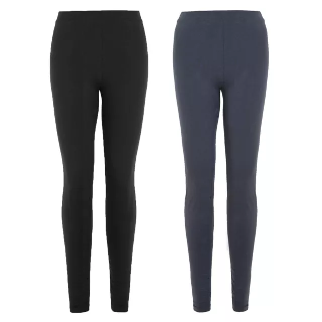 Ex M&S Womens Cotton Leggings Navy Black in all lengths