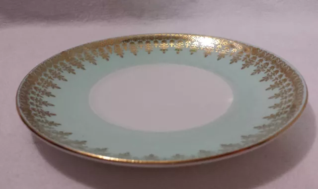 Queen Anne Fine Bone China England Mint Green and Gold Saucer Only Numbered