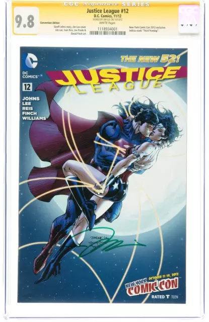 🔥 DC Comics JUSTICE LEAGUE #12 CGC SS 9.8 Signed by JIM LEE NYCC 2012 Variant
