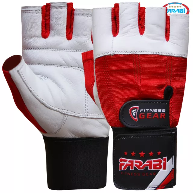 Farabi Weight Lifting Gloves Gym Training Fitness Gloves Leather Wrist Support