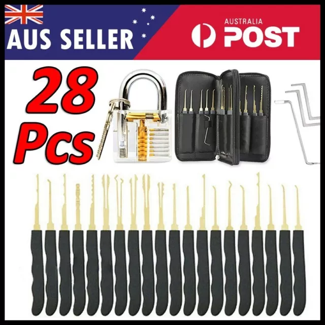 Lock 27 pcs Pick Tools Unlocking Set Key Extractor Transparent Practice Padlocks