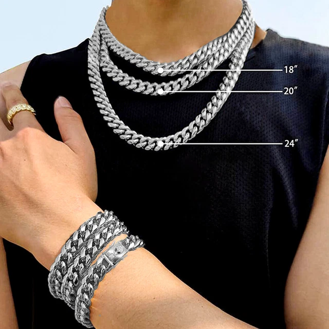 Stainless Steel Men's Cuban Link Bracelet Fleur De Lis Clasp Hefty Hand Made High Polish 5/8 In Wide, Size 8.5 In - Foto 11