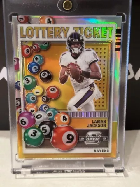 2021 Panini Contenders Optic Lamar Jackson Lottery Ticket Holo Case Hit #LT-LJA