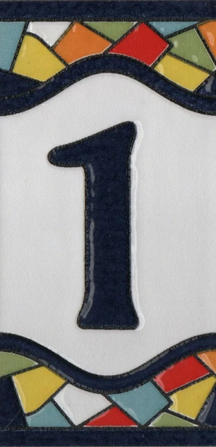 Genuine 11 x 5.5 cm Mosaic Hand-Painted Spanish Ceramic Address Number Tiles 9
