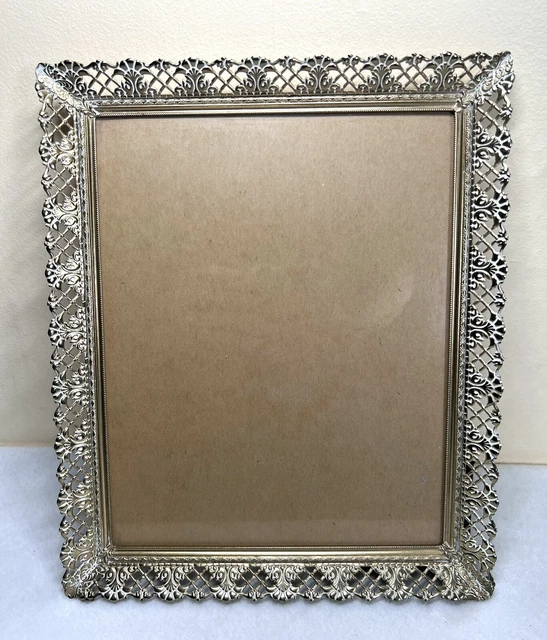 Vintage Mid Century Hollywood Regency Style Metal Ornate Picture Frame 11.5"