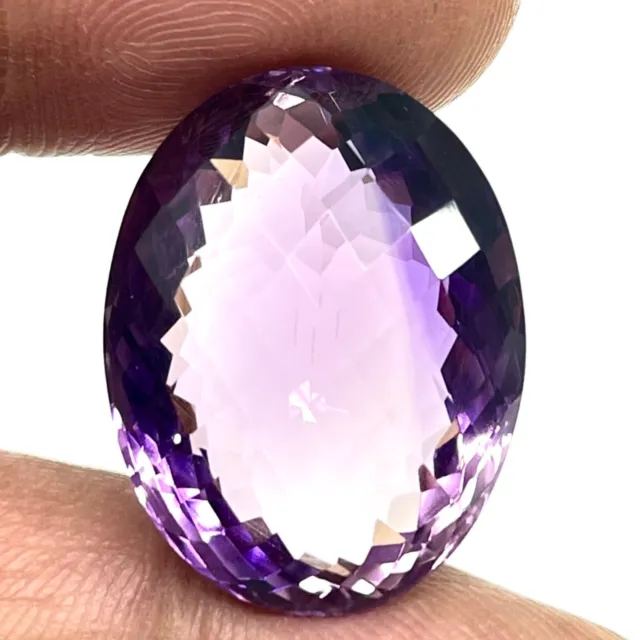 VVS 32.50 Cts Natural Amethyst Rich Purple Oval Checker Cut Sparkling Gemstone