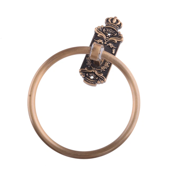 Bronze Carved Antique Style Home Bathroom Towel Ring Holder Bath Accessories